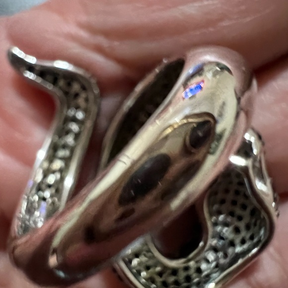 Stirring Silver 926 stamped and tested pave CZ snake ring NIOB - Picture 10 of 13